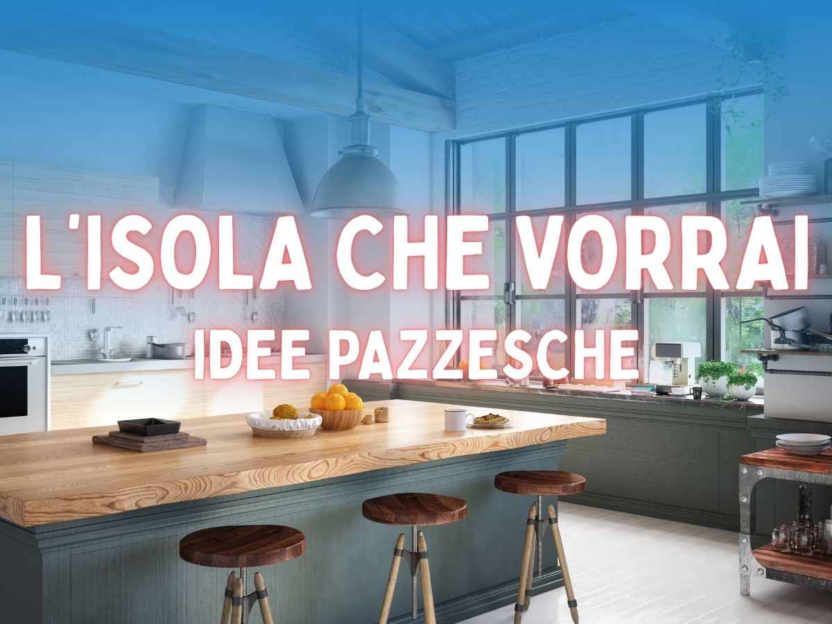 un'isola in una cucina spaziosa