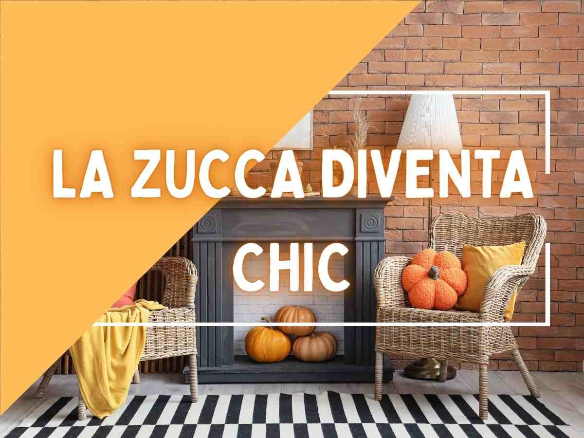 un salotto con delle zucche d'arredo