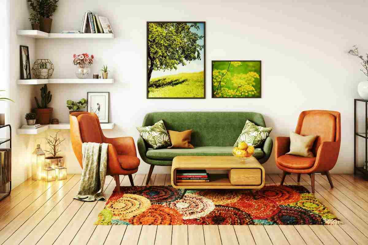 un salotto in stile anni 70 e 80