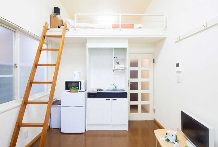 monolocale con letto a soppalco