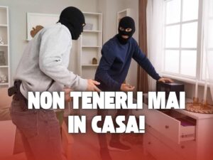 scritta non tenerli mai in casa! e ladri in salotto