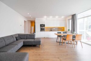 soggiorno e cucina in open space