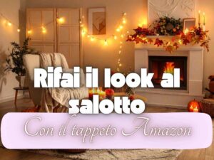 un salotto con luci e scritta rifai il look al salotto col tappeto amazon